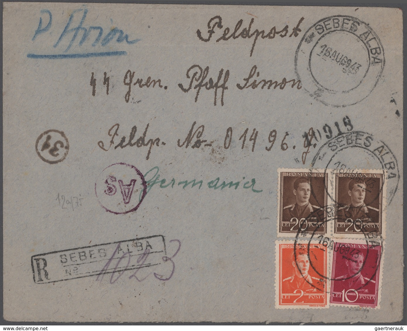 Rumänien: 1913/43, Fine Lot Of 4 Covers In Good Condition, Three Interesting Franked Field Post Regi - Usado