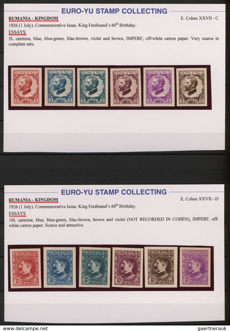 Rumänien: 1920-1932, SPECIALIZED COLLECTION OF Apprx. 500 PROOFS & ESSAYS, Referring To The Differen - Usado