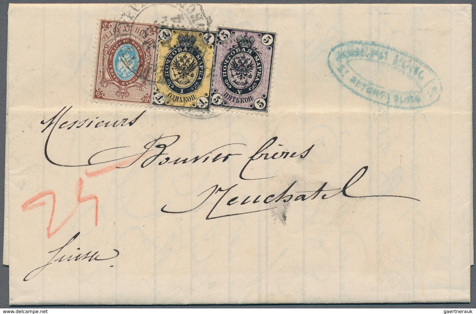 Russland: 1840's-1918's Ca.: Collection Of 34 Covers And Postal Stationery Items From Various Parts - Cartas & Documentos