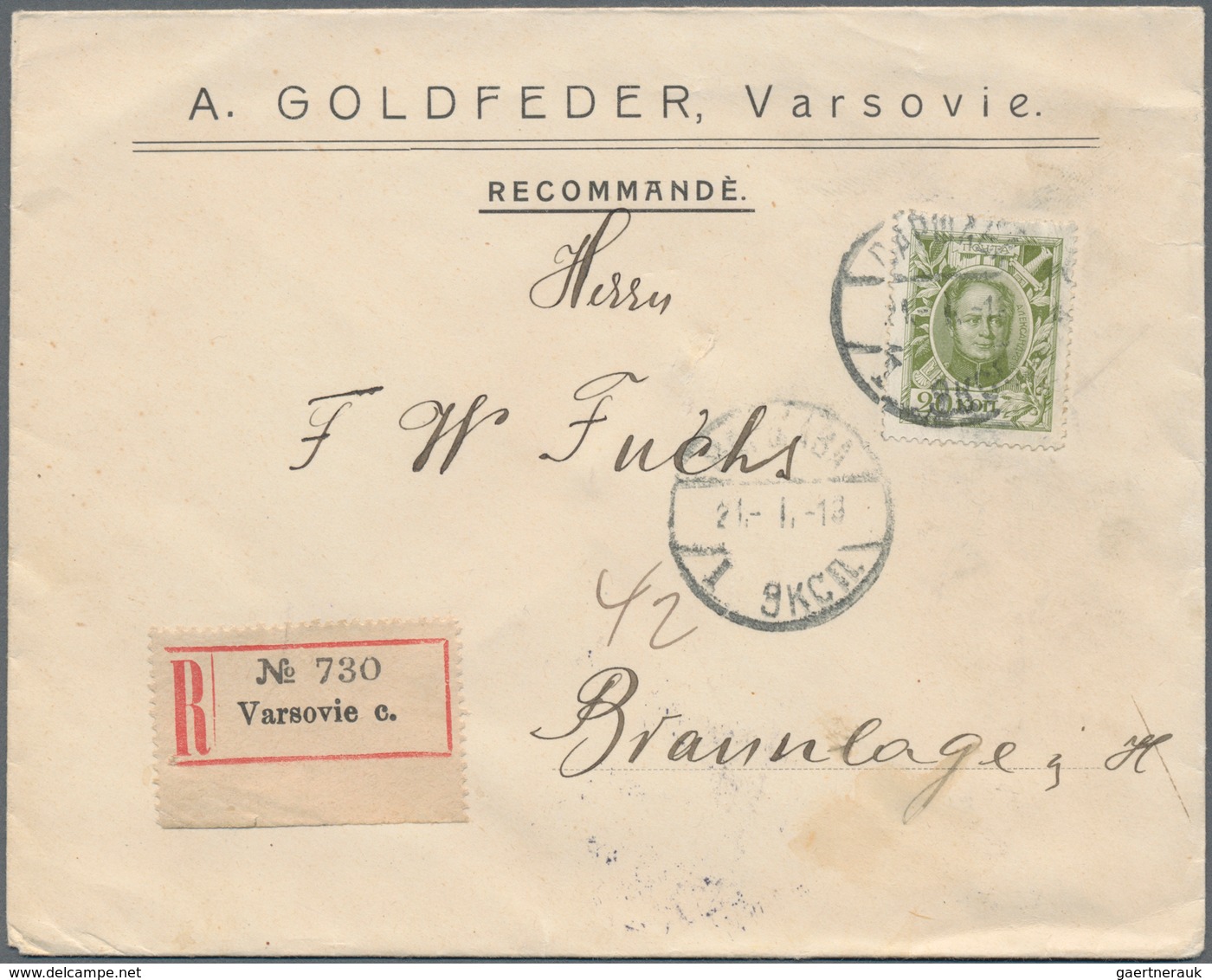 Russland: 1890-1913, Little Holding Of Ca. 20 Covers And Used Postal Stionery Cards, One Card Sent A - Briefe U. Dokumente