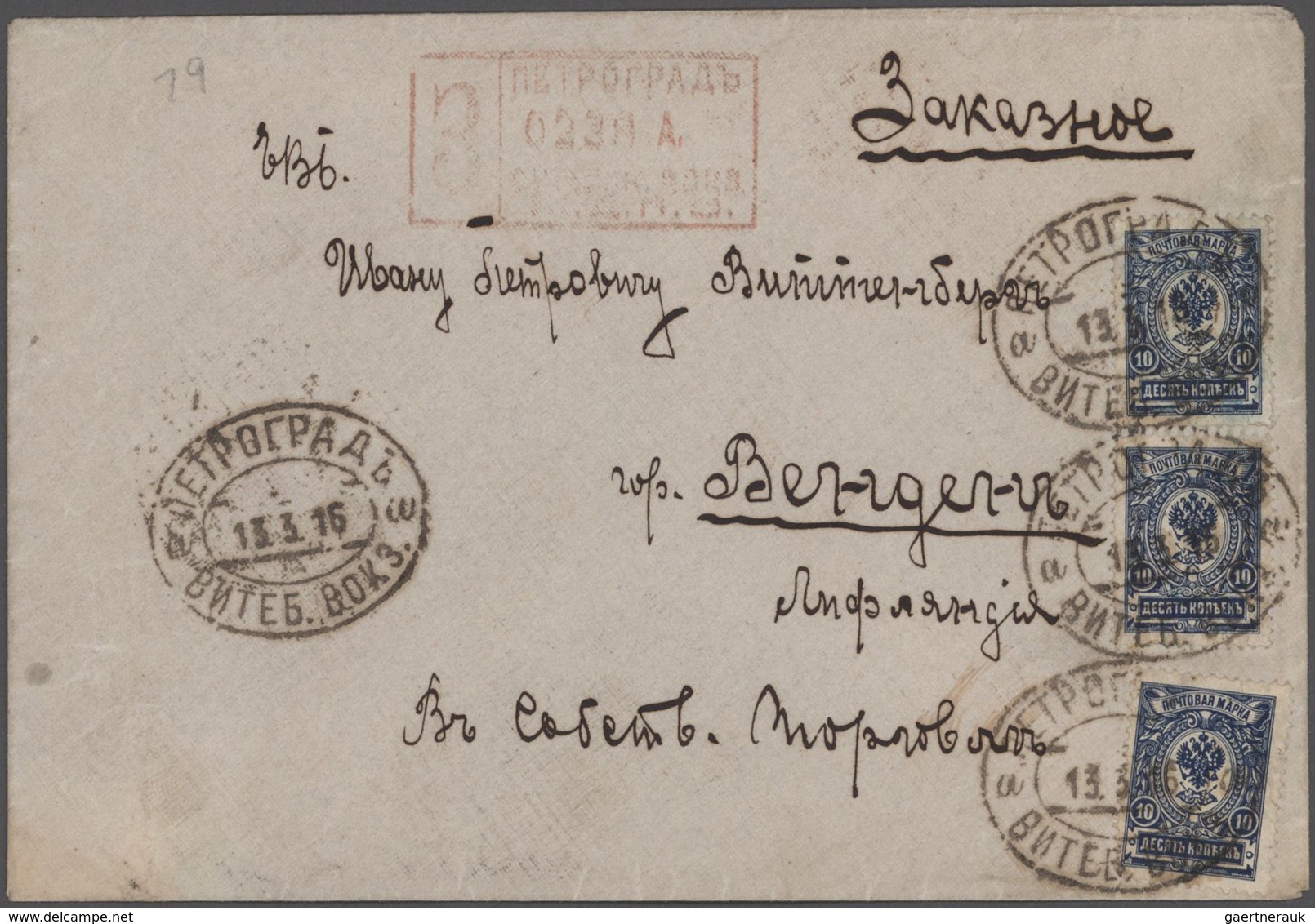 Russland: 1895-1922, Nine Letters And Postal Stationeries, All As Registered Mail, Incl. Automatic R - Briefe U. Dokumente