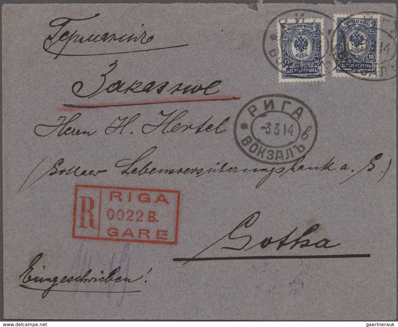 Russland: 1895-1922, Nine Letters And Postal Stationeries, All As Registered Mail, Incl. Automatic R - Cartas & Documentos