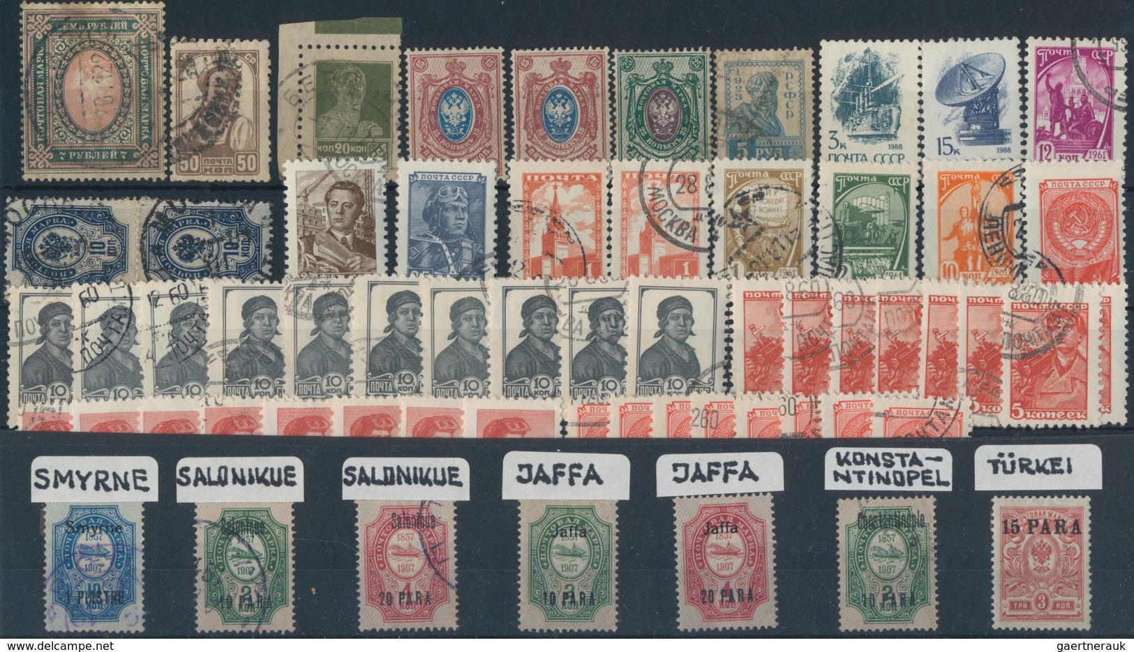 Russland: 1899/1990 (ca.), Mixed Lot On Stockcards With Russian Post In China And The Levant, Early - Cartas & Documentos