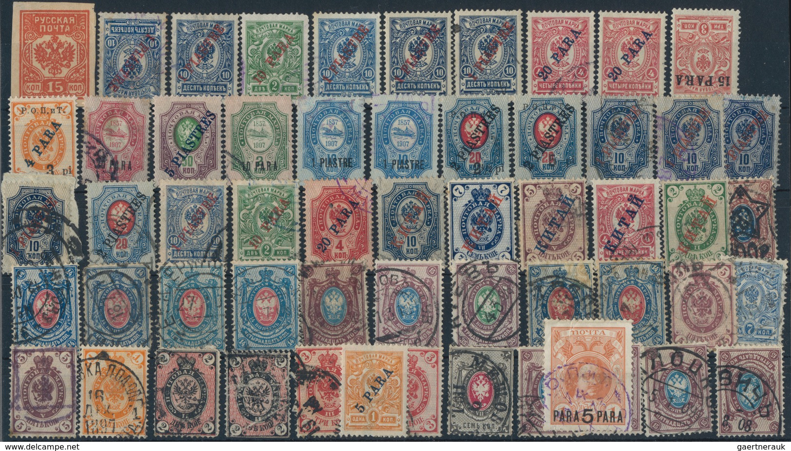 Russland: 1899/1990 (ca.), Mixed Lot On Stockcards With Russian Post In China And The Levant, Early - Cartas & Documentos