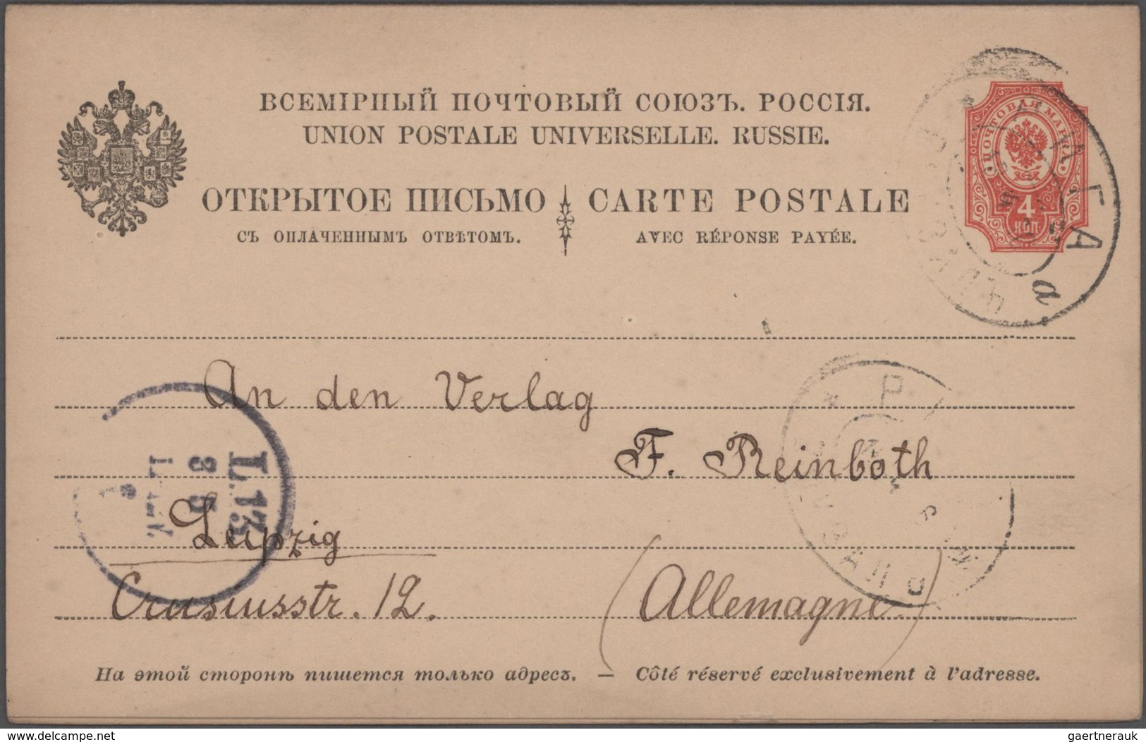 Russland - Stempel: 1875/1914, Collection Of Approx. 80 Commercially Used Postal Stationery Cards An - Autres & Non Classés