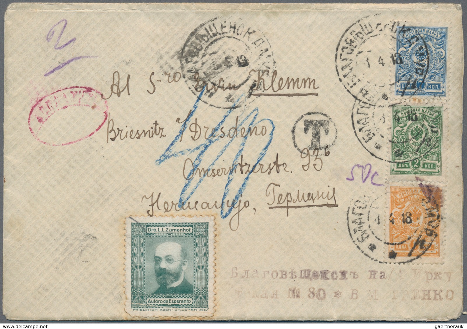 Russland - Nachporto-Belege: 1893/1964, Album With A Little More Than 80 Letters, Cards And Postal S - Andere & Zonder Classificatie