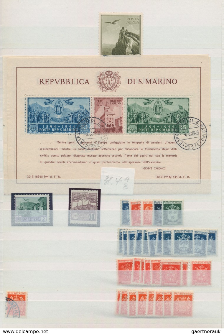 San Marino: 1877/1980 (ca.), Comprehensive Mint And Used Accumulation In Three Stockbooks, Well Sort - Brieven En Documenten
