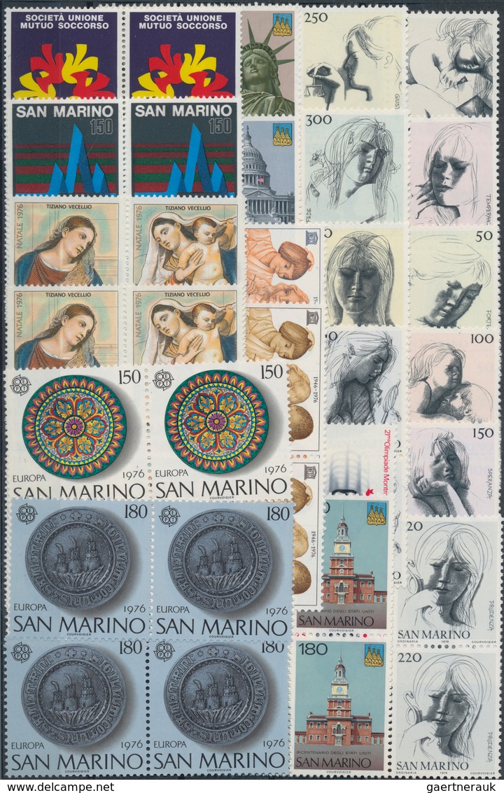 San Marino: 1976, Sets Per 900 MNH. Four Year Sets Are Sorted On One One Stockcard. We Could Not Che - Storia Postale