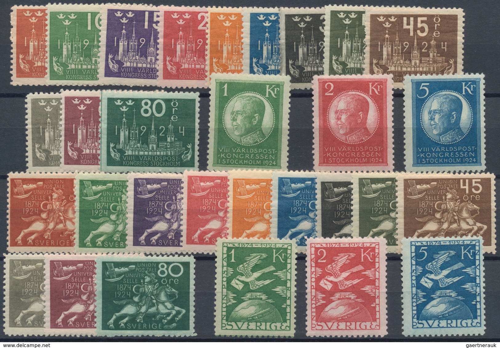 Schweden: 1920/1936, Mint Assortment Of Better Issues Incl. Both 1924 UPU Sets (1st Issue MNH, 2nd I - Storia Postale