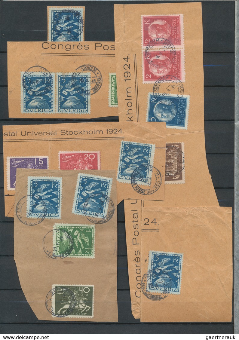Schweden: 1924 'UPU': Used Collection Of Both UPU Issues, With Two Complete And One Near To Complete - Storia Postale