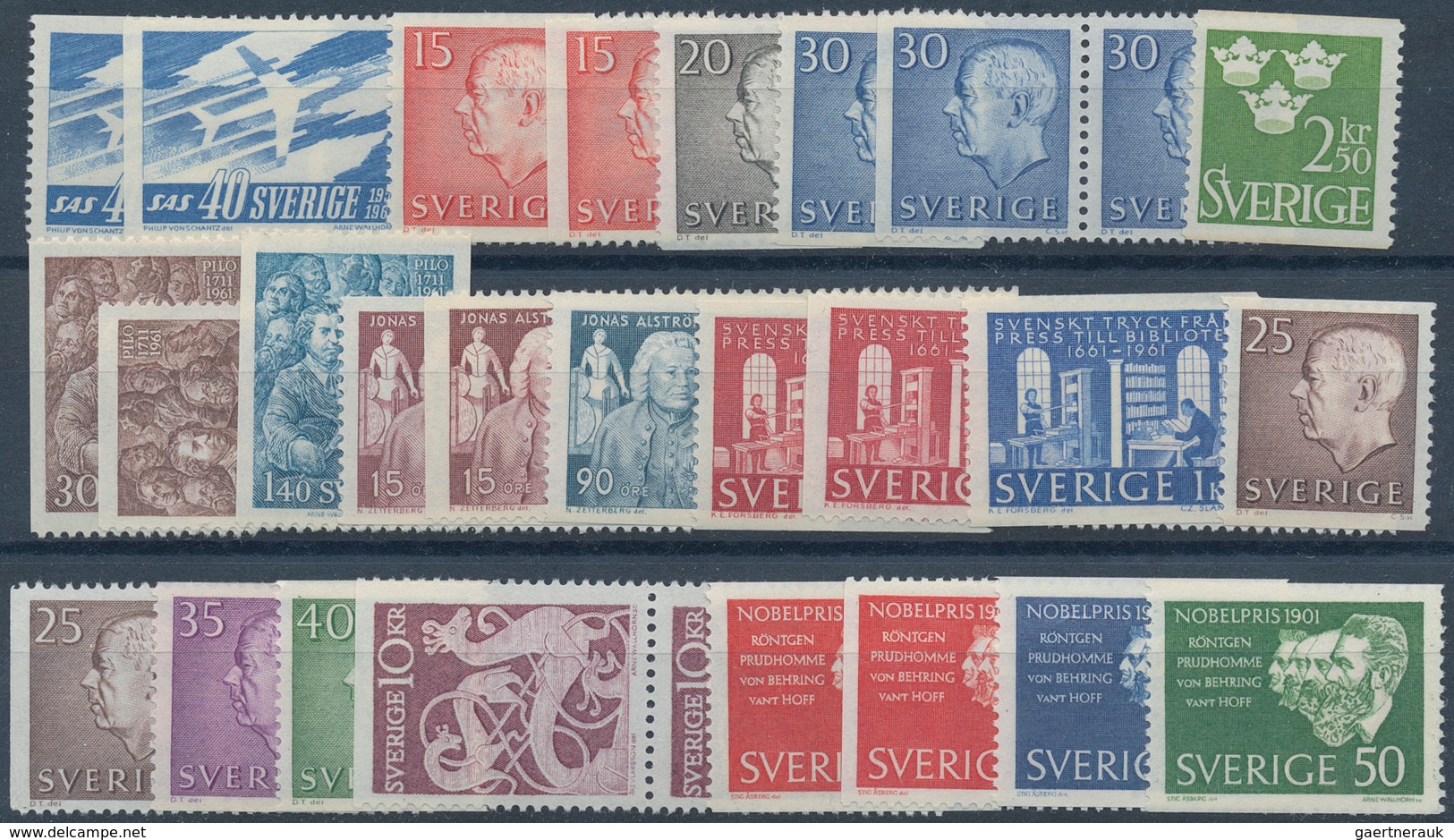 Schweden: 1960/1969, Mostly Complete Year Sets Mint Never Hinged, A Few Perforation Versions Of Defi - Lettres & Documents