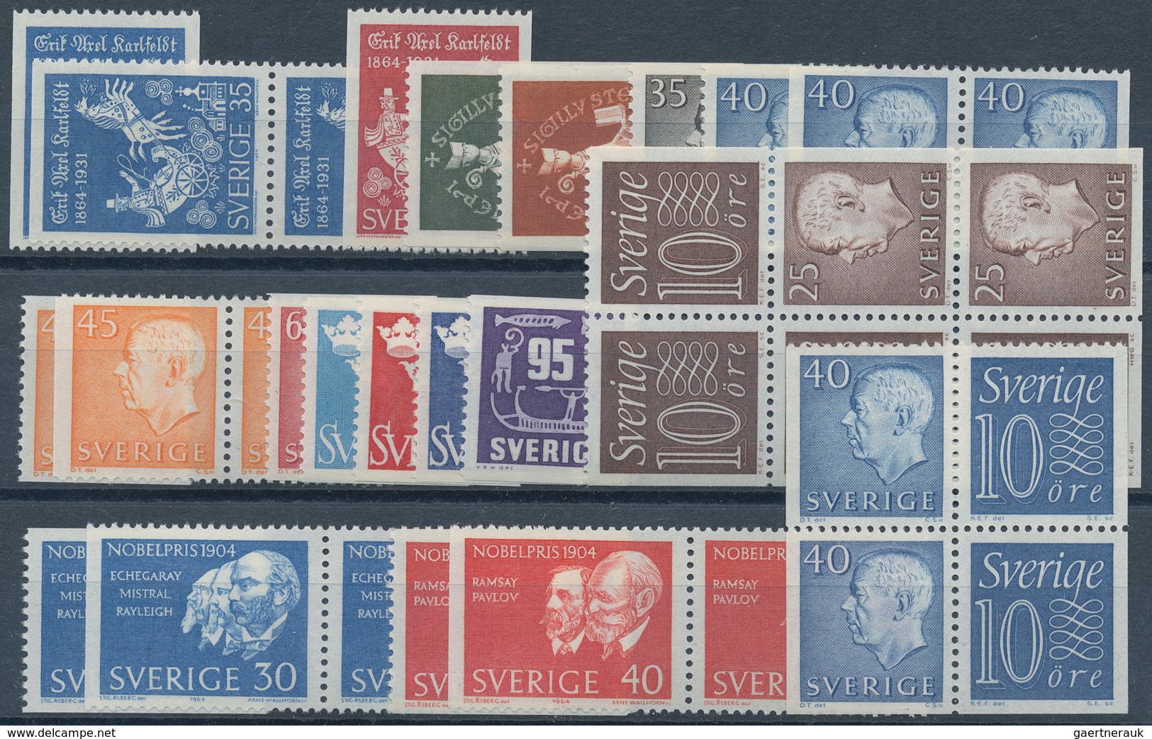 Schweden: 1960/1969, mostly complete year sets mint never hinged, a few perforation versions of defi