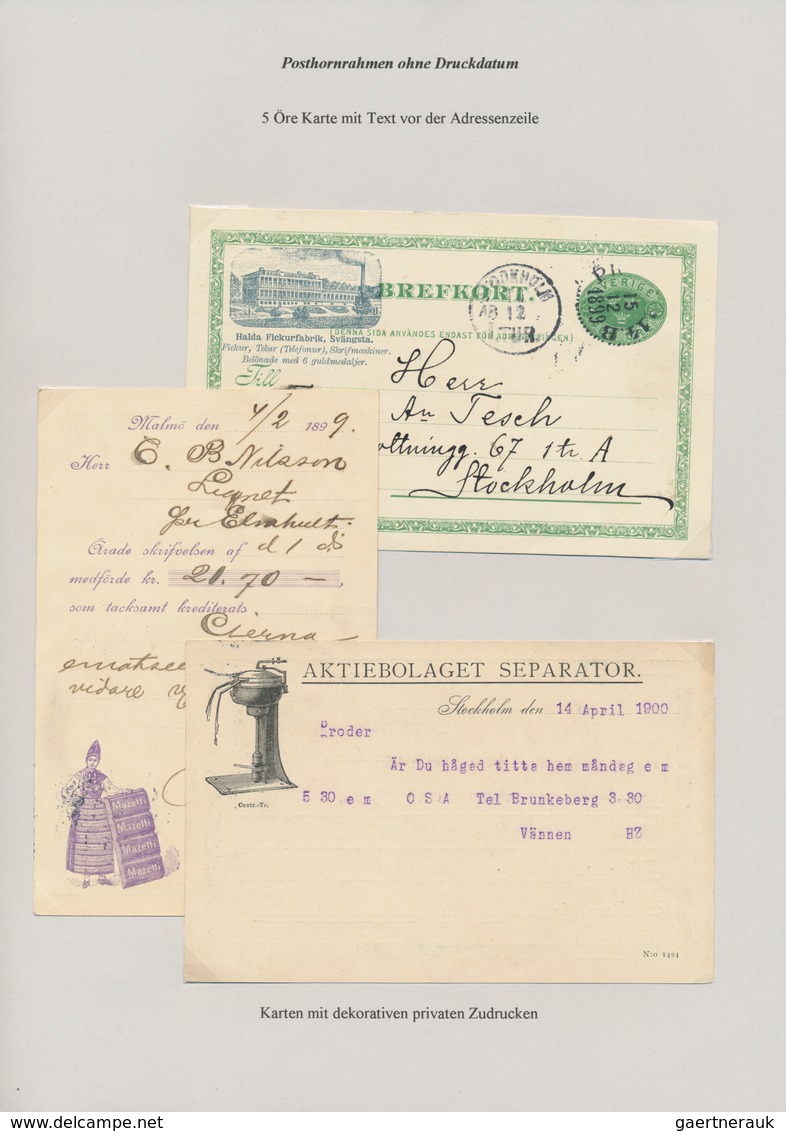 Schweden - Ganzsachen: 1872-1911 Specialized collection of about 470 postal stationery cards with fr