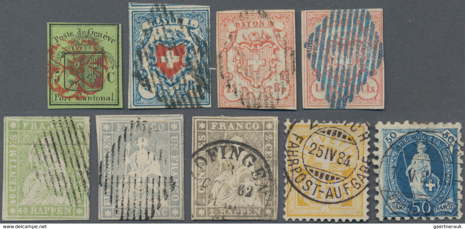 Schweiz: 1847-1995, Gestempelte Sammlung Ab Einer Genf (großer Adler Hellgrün, Mit Attest), Rayons U - Lotes/Colecciones