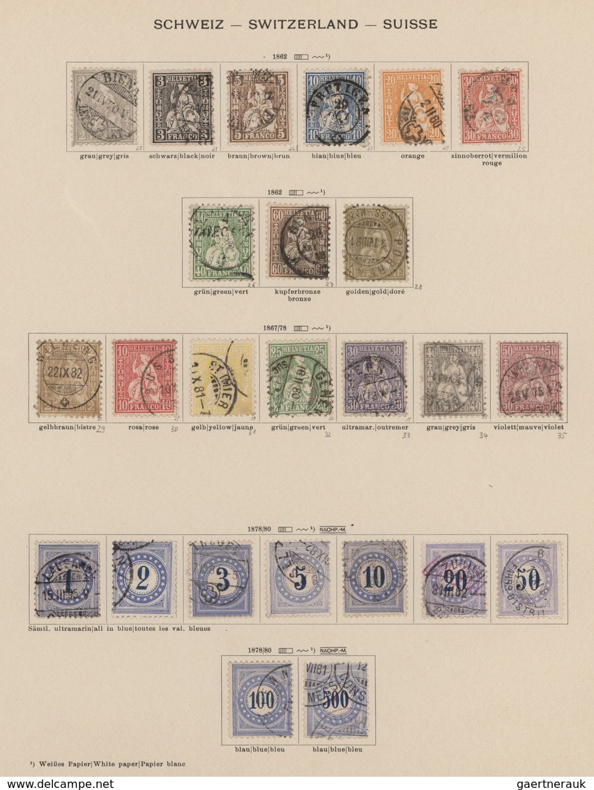 Schweiz: 1850/1961, Saubere, Meist Gestempelte Sammlung Auf Alten Schaubek-Vordrucken, Durchgehend G - Lotes/Colecciones