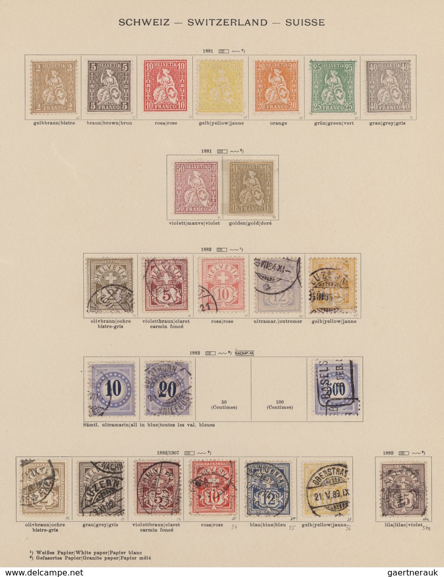 Schweiz: 1850/1961, Saubere, Meist Gestempelte Sammlung Auf Alten Schaubek-Vordrucken, Durchgehend G - Sammlungen