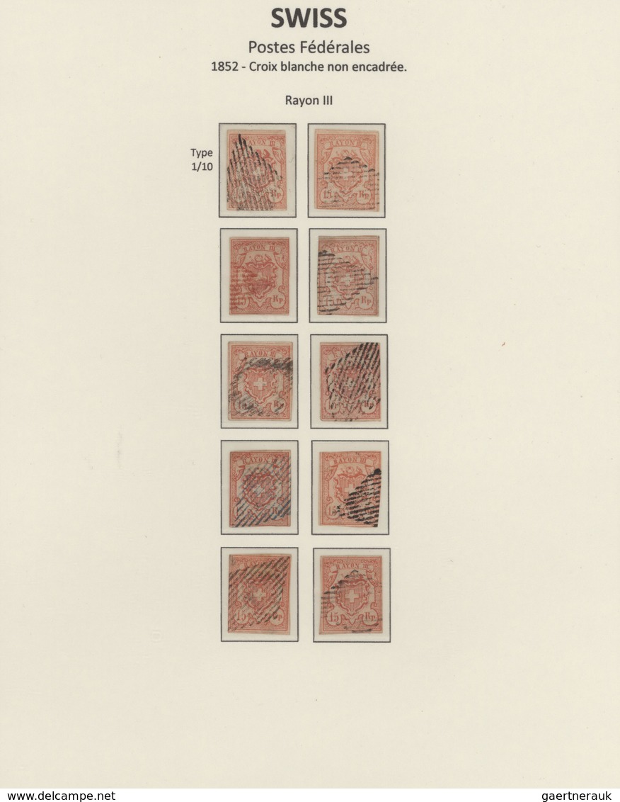 Schweiz: 1850-52 TYPENTAFELN: Kollektion Von Vier Typentafeln Der Rayonmarken, Mit 33 Typen Der Rayo - Lotes/Colecciones