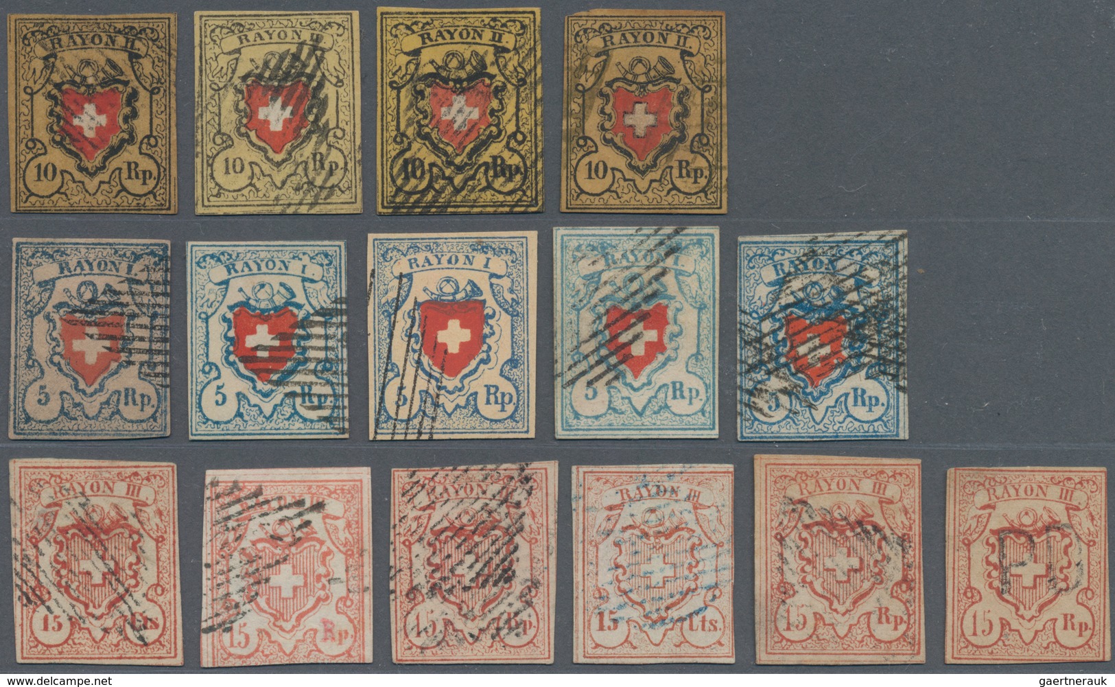 Schweiz: 1850-52: 32 Imitationen/Nachahmungen/Fälschungen Von Durheim-Marken (Ortspost Bis Rayon III - Sammlungen