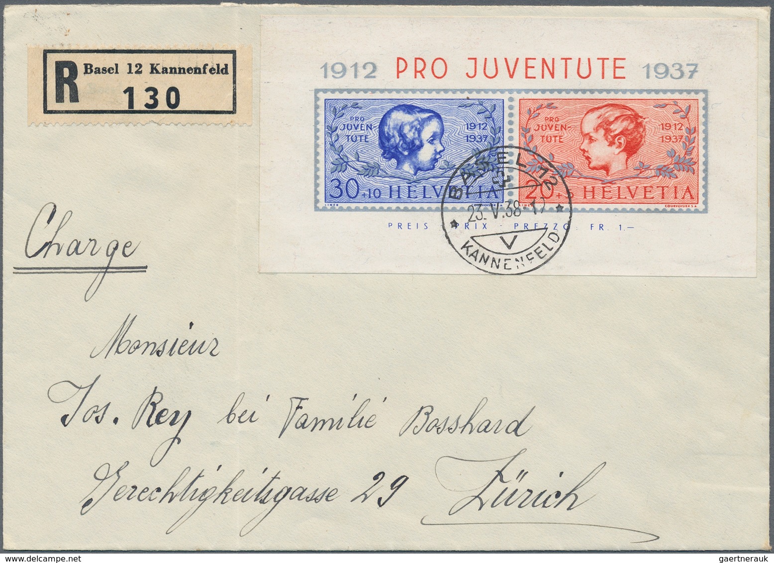 Schweiz: 1909/1955, Partie Von 38 Belegen, Dabei 30 Mit Zusammendrucken Und Acht Briefe Mit Block-Fr - Collections