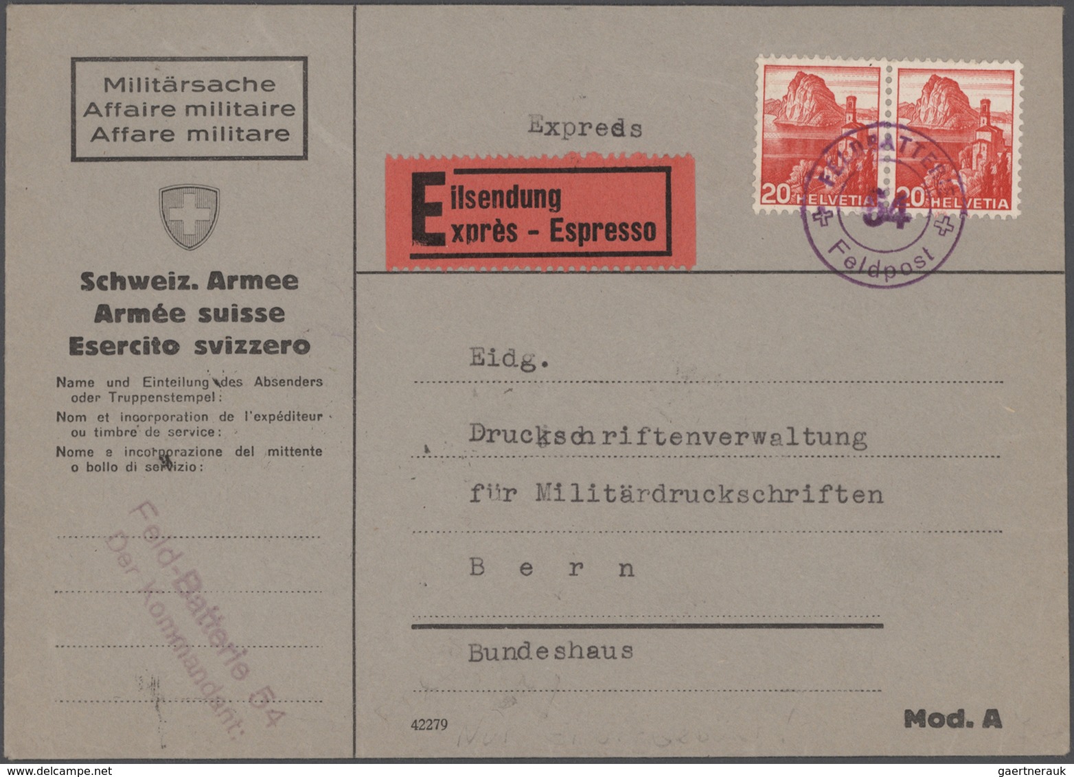 Schweiz: 1916/1941, Kleines Lot Von 4 Besseren Belegen, Beginnend Mit Einem Wertbrief Von 1916, Gela - Sammlungen