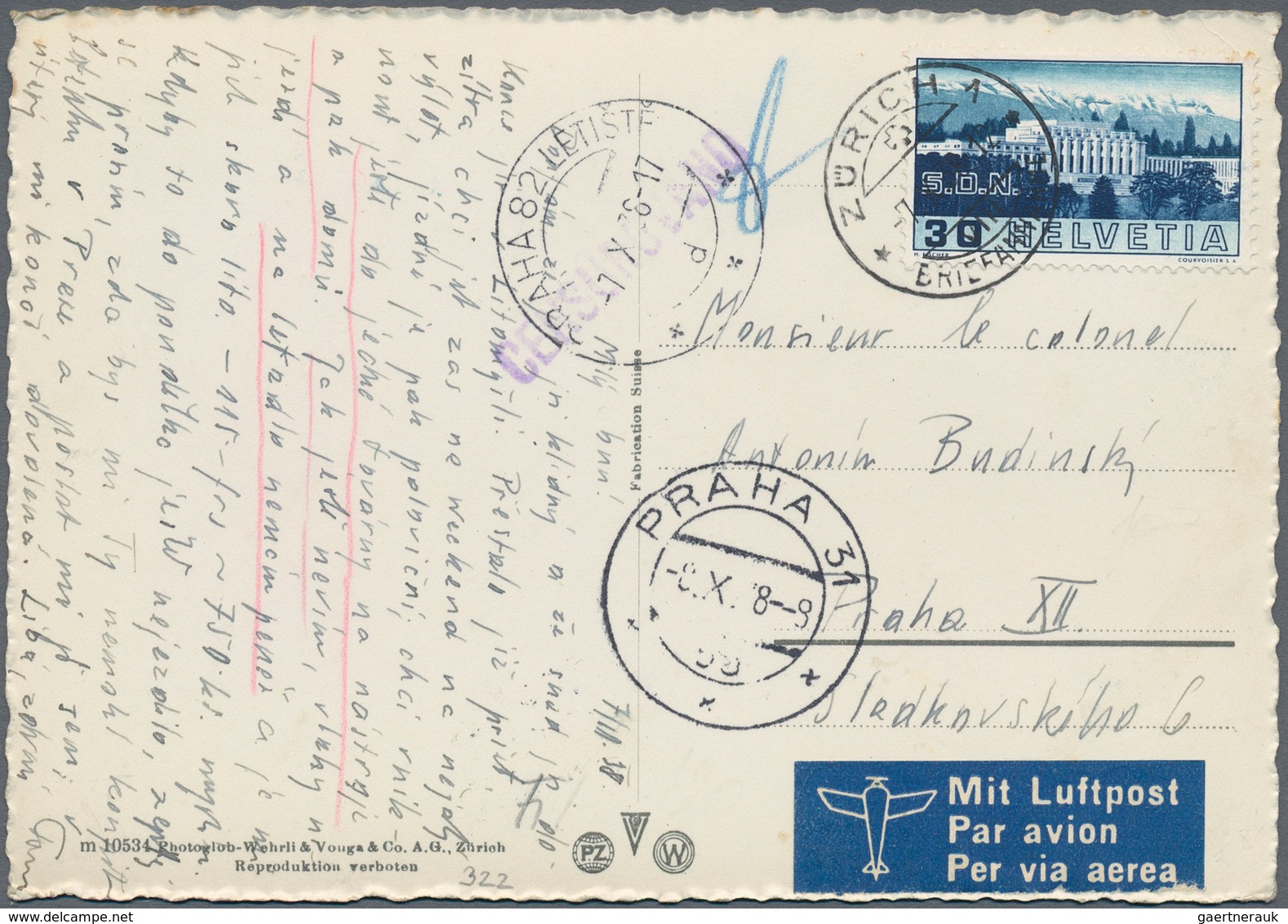 Schweiz: 1925/1951, Flugpost, Partie Von 55 Briefen/Karten/Ganzsachen Mit Flugpostmarken Bzw. Meist - Collections