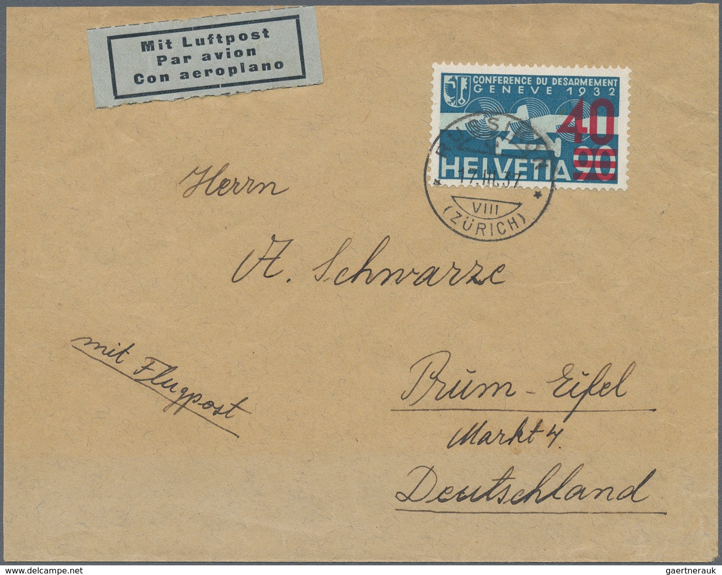 Schweiz: 1925/1951, Flugpost, Partie Von 55 Briefen/Karten/Ganzsachen Mit Flugpostmarken Bzw. Meist - Collections