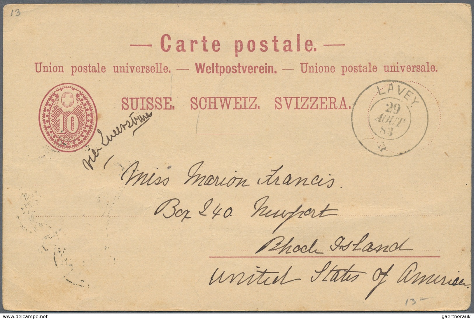 Schweiz - Ganzsachen: 1893-1930 Destinationen: 14 Gebrauchte Ganzsachenkarten Mit Ungewöhnlichen Des - Entiers Postaux