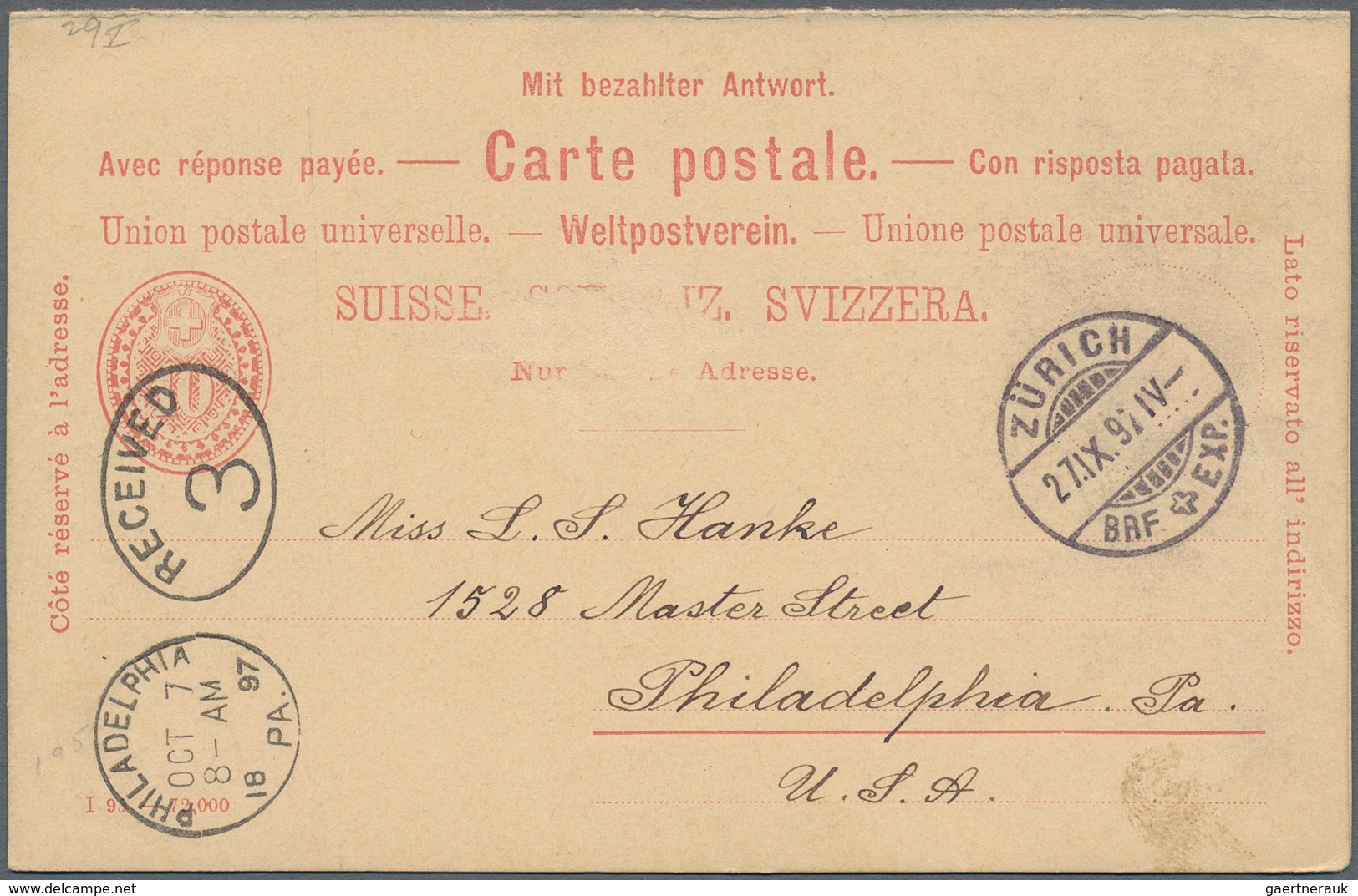 Schweiz - Ganzsachen: 1893-1930 Destinationen: 14 Gebrauchte Ganzsachenkarten Mit Ungewöhnlichen Des - Entiers Postaux