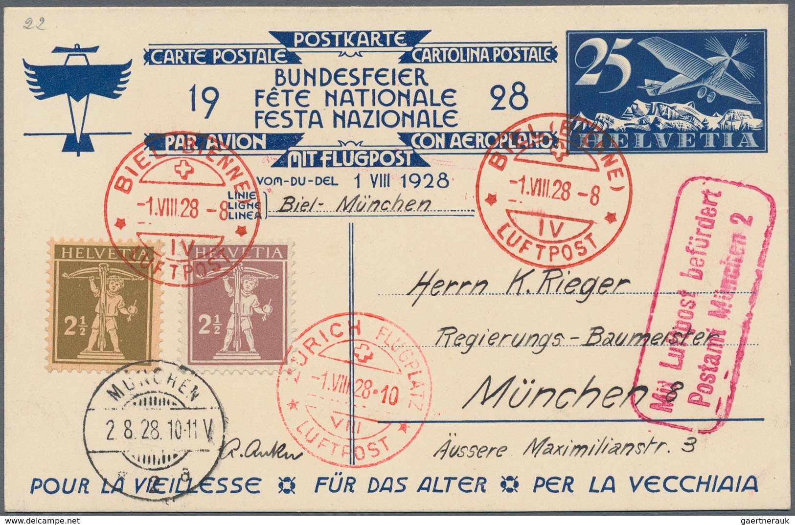 Schweiz - Ganzsachen: 1910-1928 BUNDESFEIERKARTEN: Sammlung Von Ca. 120 Karten Inklusive Einiger Dub - Ganzsachen