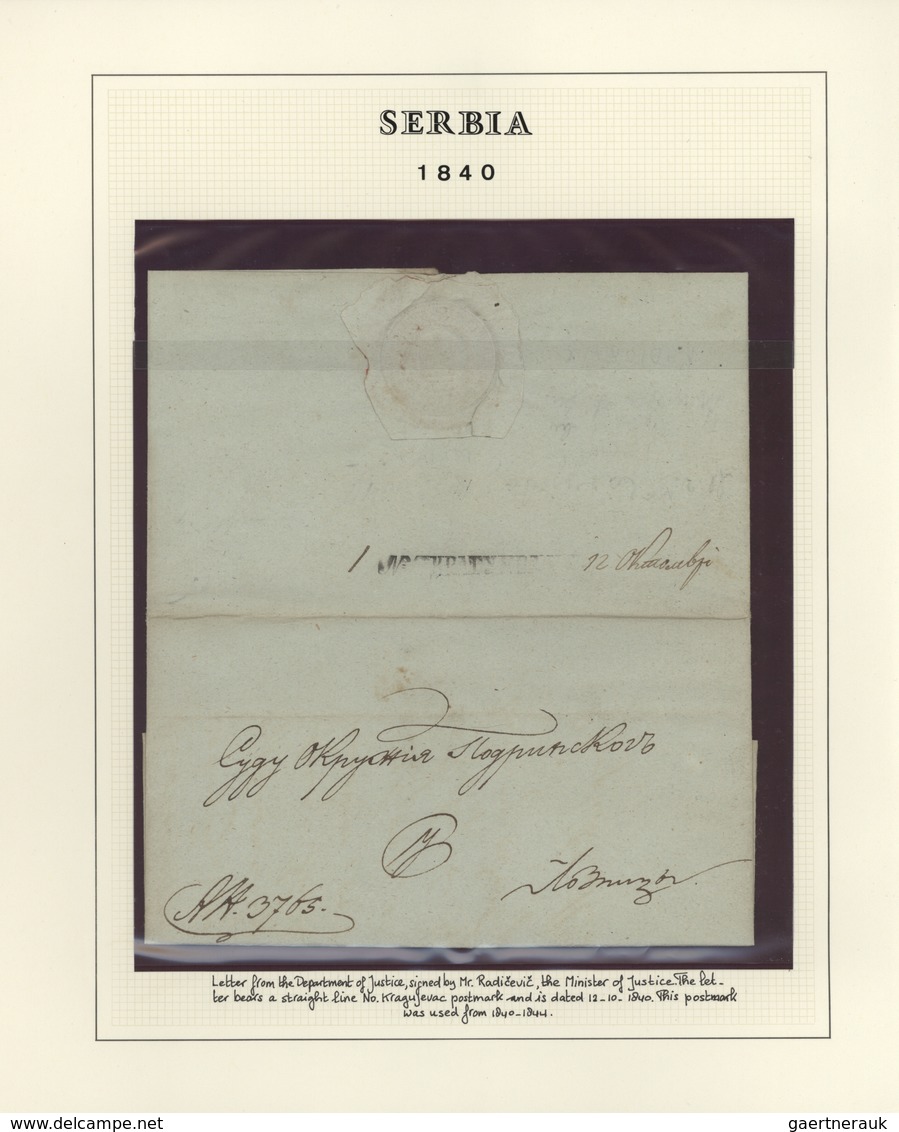 Serbien - Vorphilatelie: 1840/1867, Collection Of 40 Domestic Stampless Letters, Neatly Arranged On - ...-1845 Préphilatélie