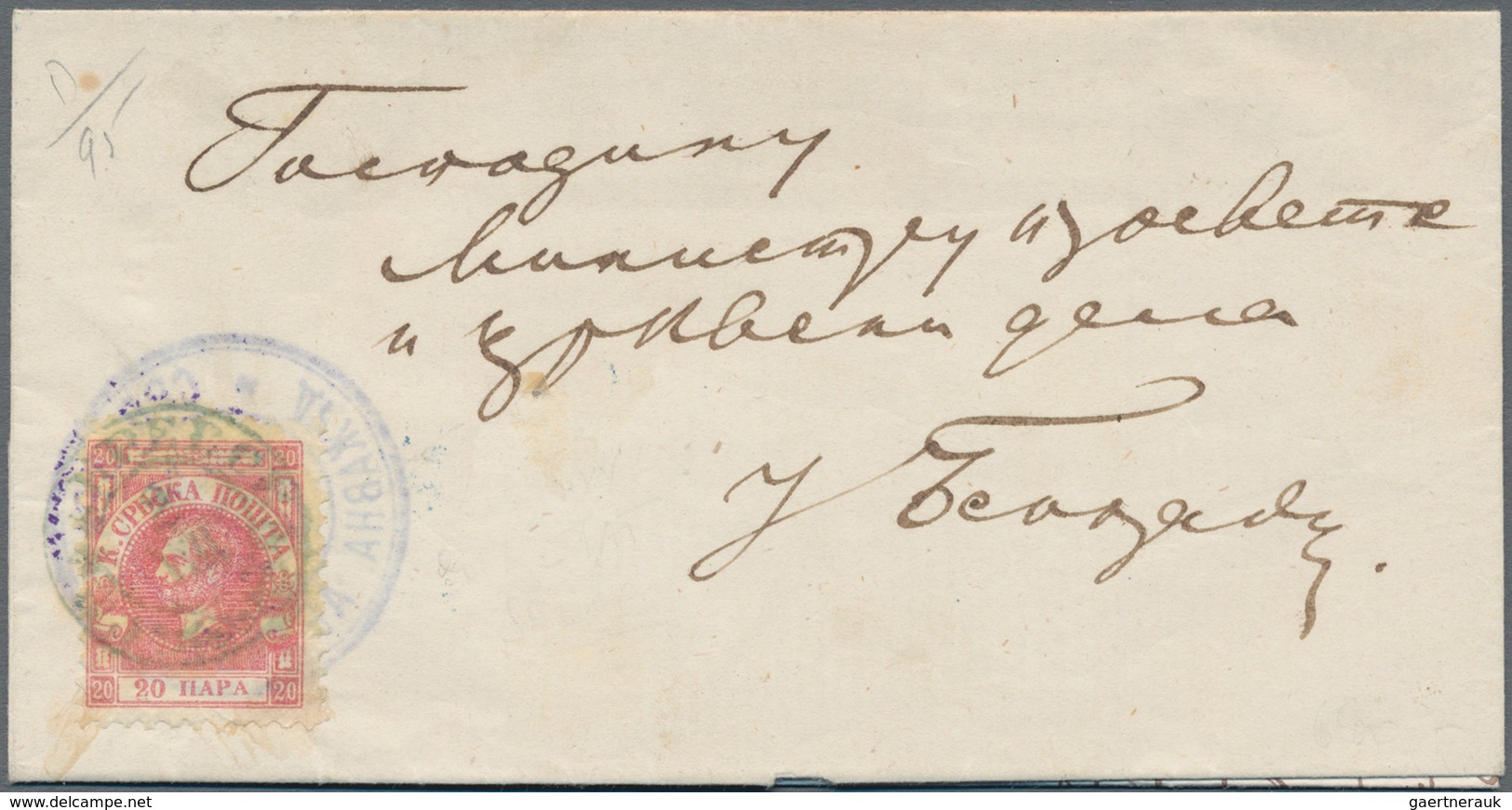 Serbien: 1866/1868, Collection Of 17 Domestic Letters Bearing 20pa. Rose (narrow And Wide Perf.), Ni - Serbia