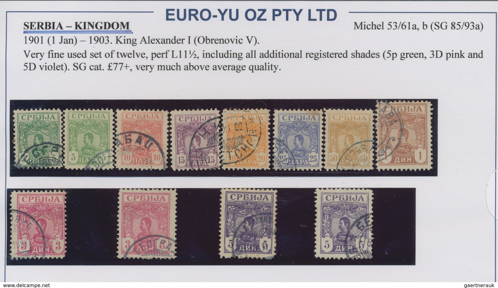 Serbien: 1901/1915, mint and used assortment of 96 stamps, incl. compete sets, multiples, misplaced