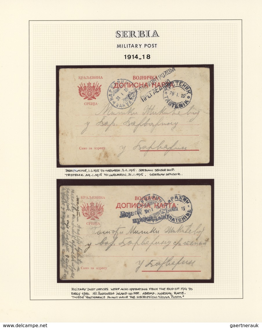 Serbien - Besonderheiten: 1914/1918, WWI, collection of ten cards incl. field post and POW mail, in