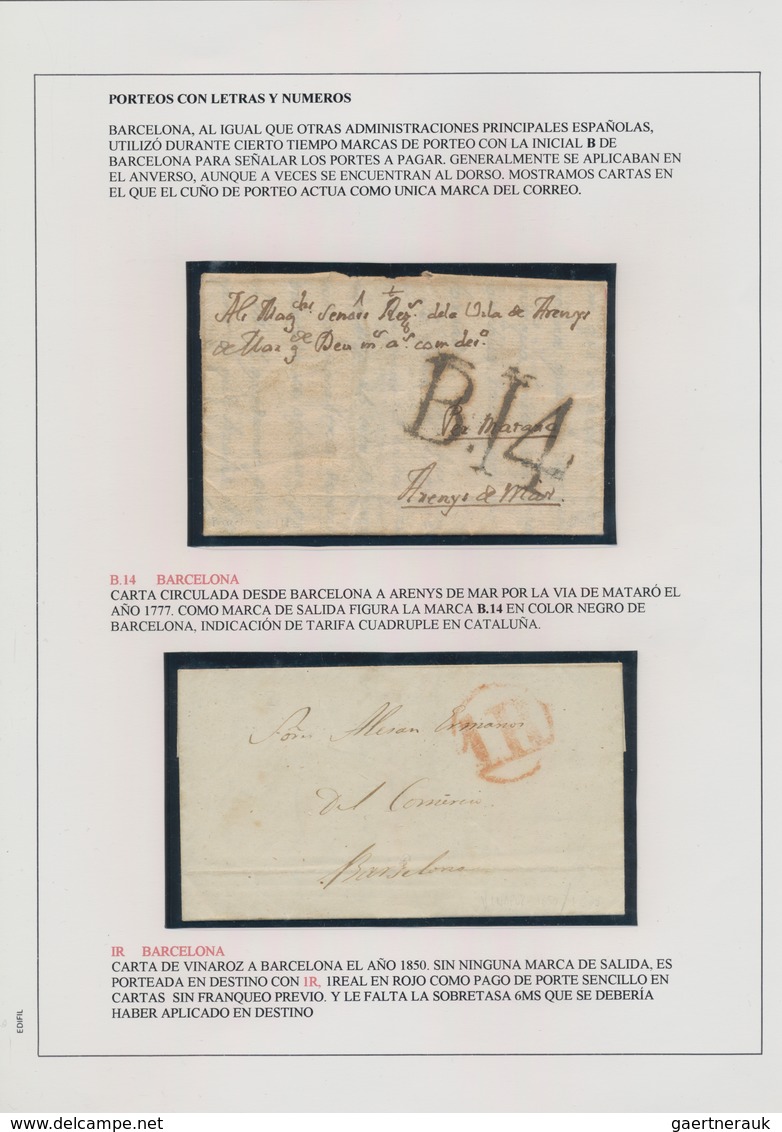 Spanien: 1756/1847, 32 Pre Philatelic Letters, Well Presented On Exhibition Pages With Explanation W - Lettres & Documents