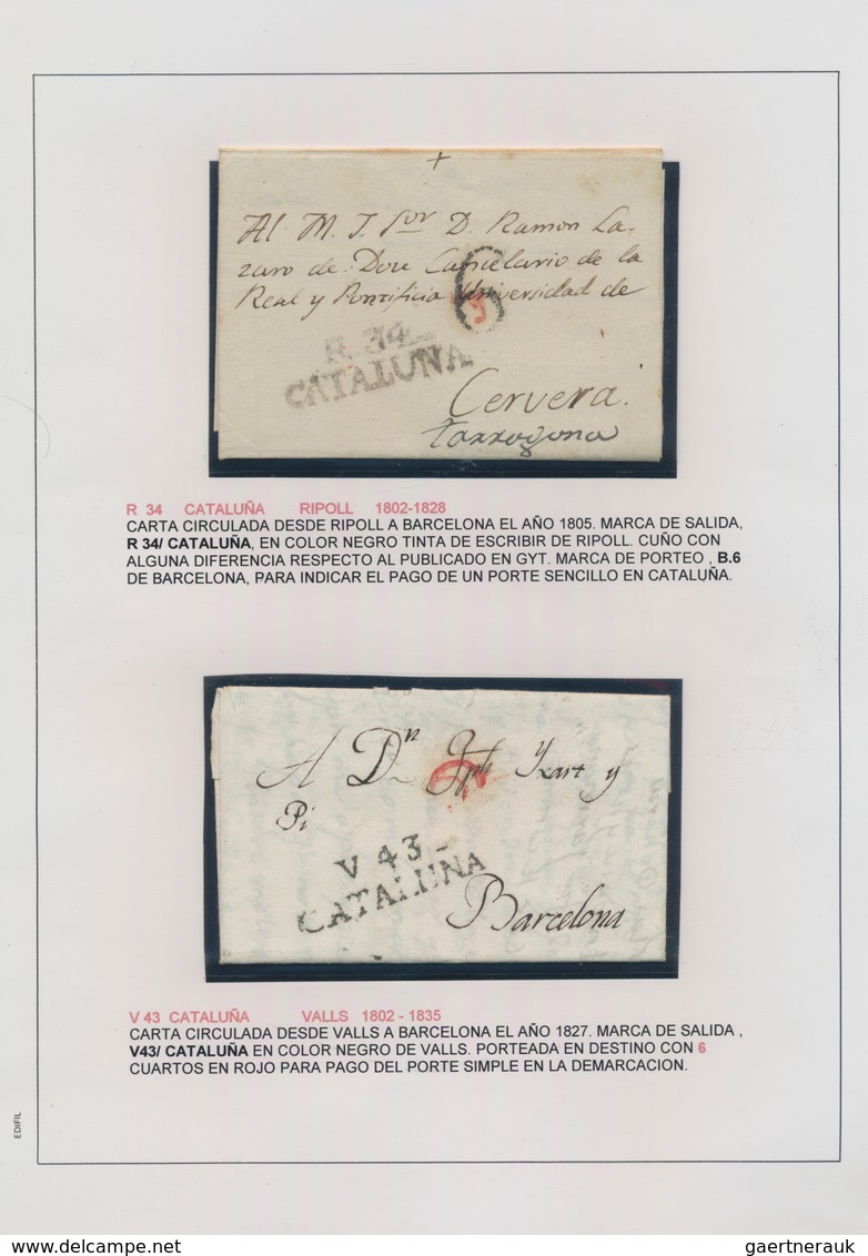 Spanien: 1756/1847, 32 Pre Philatelic Letters, Well Presented On Exhibition Pages With Explanation W - Lettres & Documents