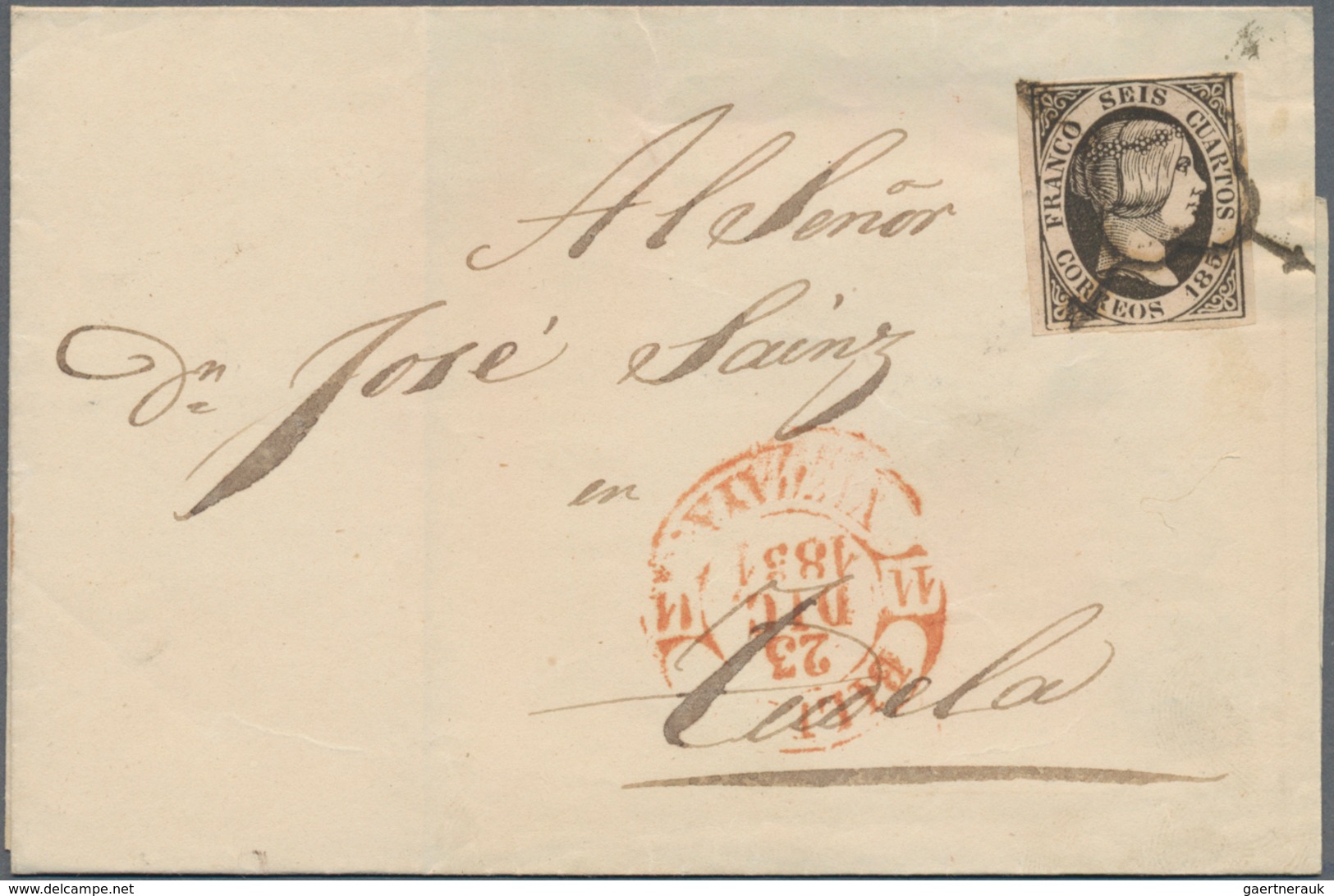 Spanien: 1850/1852, 30 Covers Franked With 4 Cuartos Isabella II. Fine To Very Fine. - Cartas & Documentos