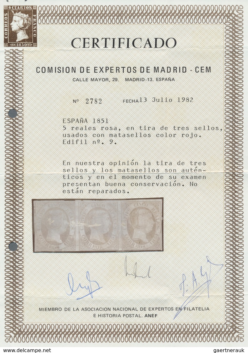 Spanien: 1850-1865 "JEWELS OF CLASSIC SPAIN": Specialized collection of top items of the imperforate