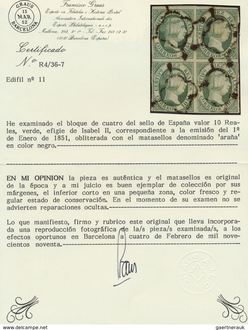 Spanien: 1850-1865 "JEWELS OF CLASSIC SPAIN": Specialized collection of top items of the imperforate