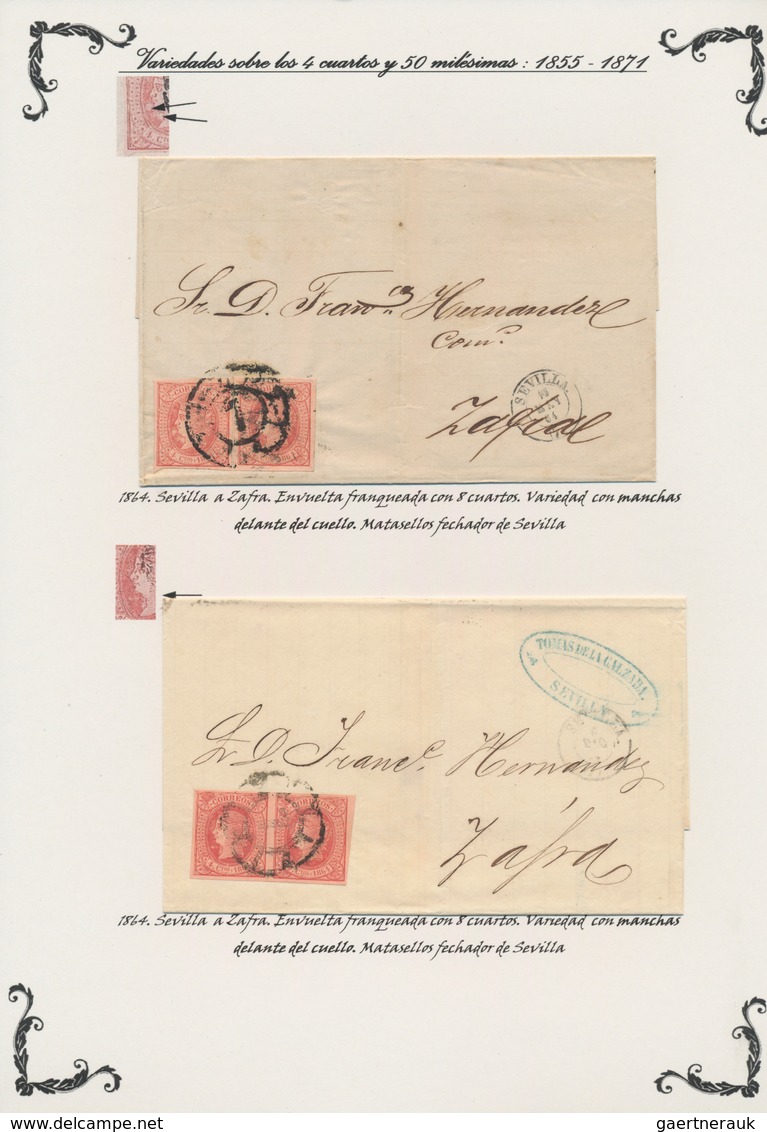 Spanien: 1851/1871, Extensive Exhibition Collction On Leaves Featuring About 200+ Letters On 108 Pag - Brieven En Documenten