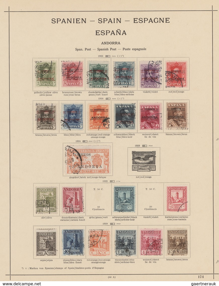 Spanien: 1864-1940, Zumeist Gestempelte Teilsammlung Auf Alten Vordruck-Blättern, Dabei Auch Einige - Storia Postale