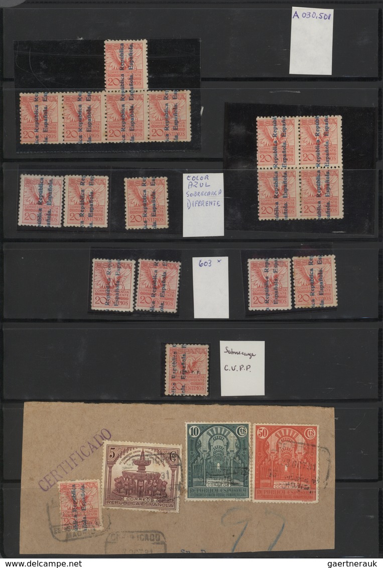 Spanien: 1931/1939, extensive collection of the 2nd republic issues including covers and cards. Must