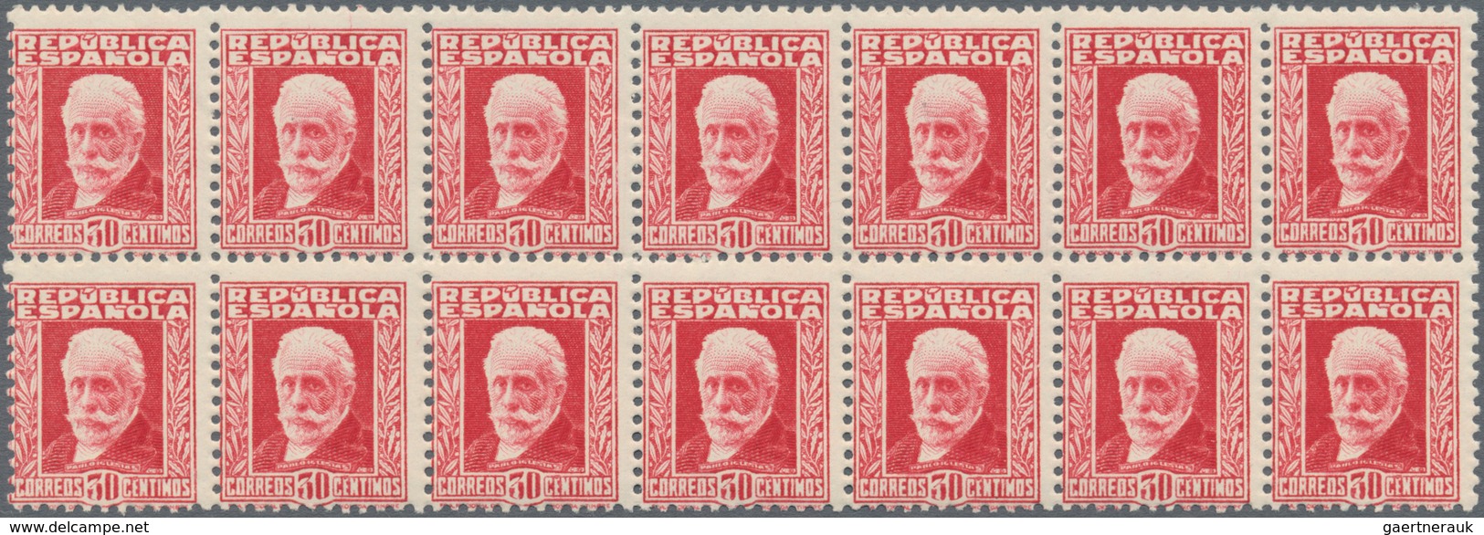 Spanien: 1932, Pablo Iglesias 30c. Carmine Perf. 11¼ Without Control Number In A Lot With Approx. 1. - Briefe U. Dokumente