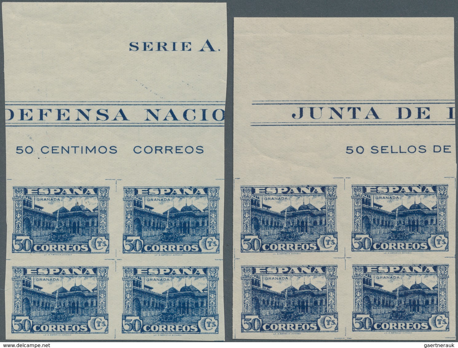 Spanien: 1936, Lion Fountain In The Alhambra In Granada 50c. Blue (shades) In A Lot With About 280 I - Briefe U. Dokumente