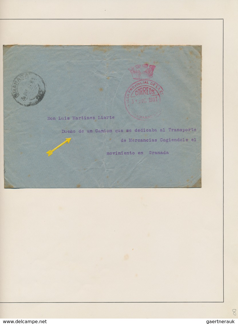 Spanien: 1936/1937, Spanish Red Cross Service During Civil War, Well Presented Study Of 15 Interesti - Cartas & Documentos