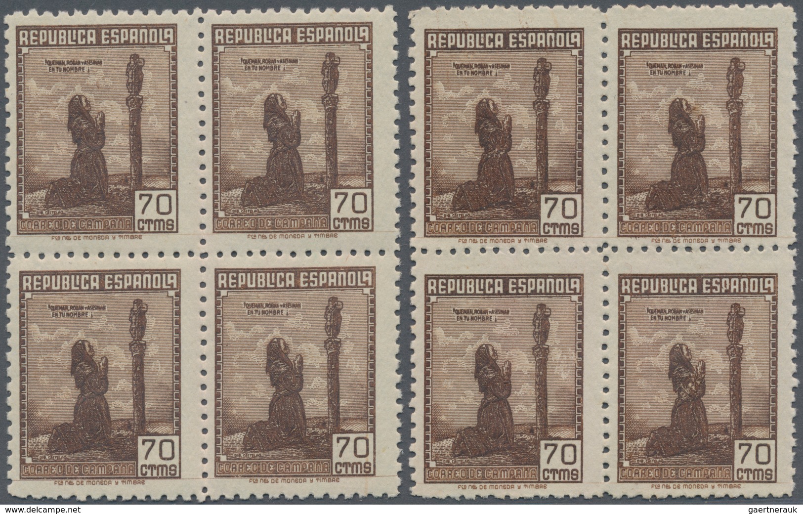 Spanien: 1939, Forces Mail Issue NOT ISSUED 70c. Stamp Showing Female Prayer In A Lot With About 1.0 - Brieven En Documenten