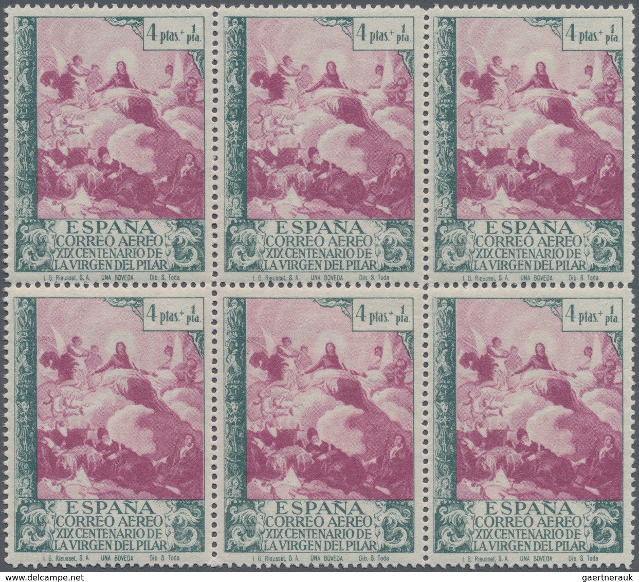 Spanien: 1940, Virgin Of Pilar Airmail Stamp 4+1pta. 'Mary, Queen Of Martyr' In A Lot With 46 Stamps - Lettres & Documents