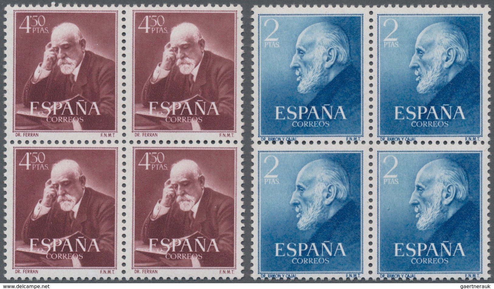 Spanien: 1952, 100th Birthday Of Jaime Ferrán I Clúa (4.50pta. Violet-brown) And Santiago Ramón Y Ca - Lettres & Documents