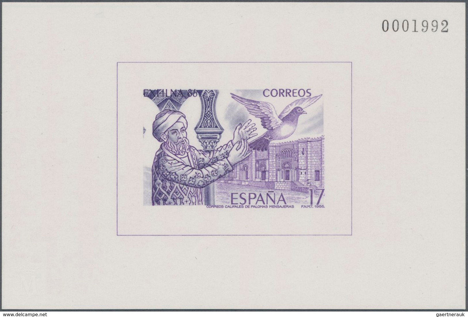 Spanien: 1986, National Stamp Exhibition EXFILNA'86 In Cordoba Imperforate Special Miniature Sheet I - Cartas & Documentos