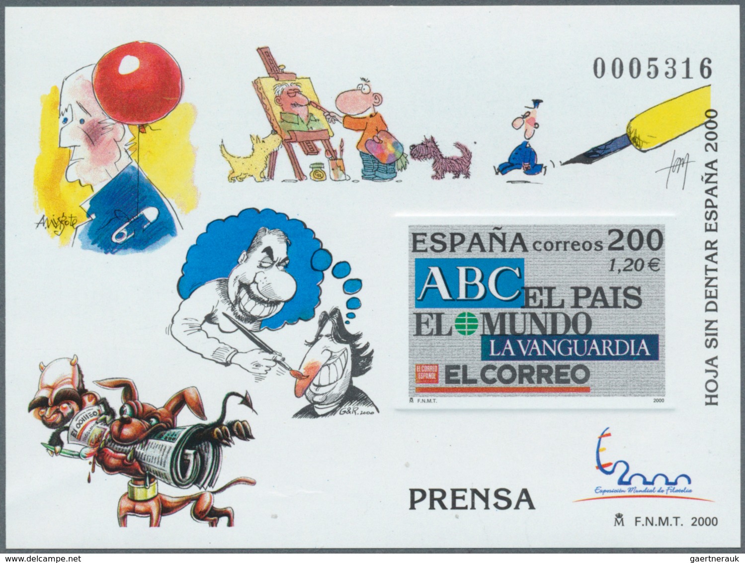 Spanien: 2000. Espana 2000 Intl. Philatelic Exhibition - Set Of 11 Imperforate Souvenir Sheets Overp - Briefe U. Dokumente