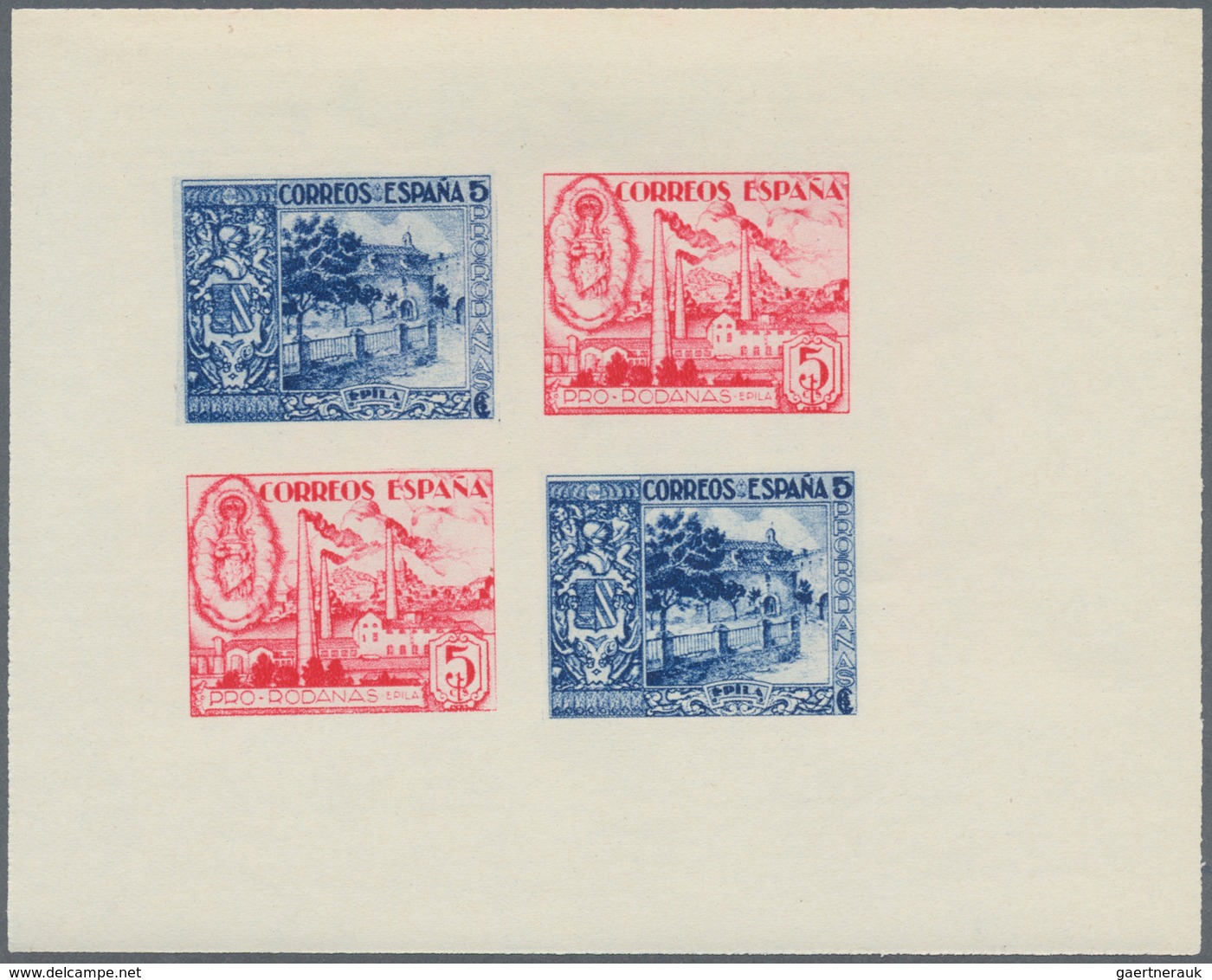 Spanien - Lokalausgaben: 1937, EPILA (Pro Rodanas): Civil War IMPERFORATE Miniature Sheet With Stamp - Emissions Nationalistes